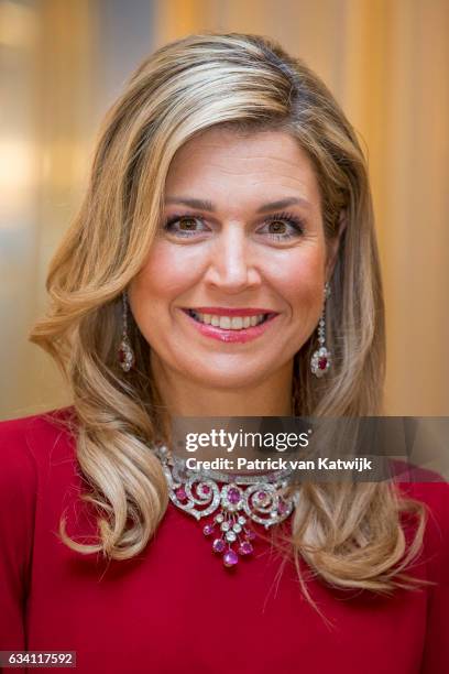 Queen Maxima of the Netherlands hosts a dinner in honor of German president Joachim Gauck at Palace Noordeinde on February 6, 2017 in The Hague,...