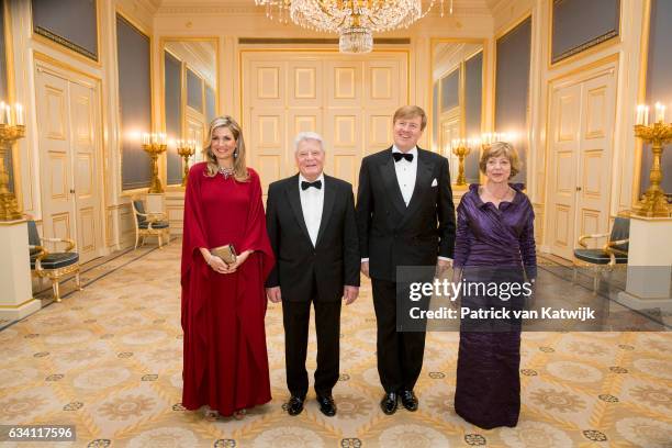 Queen Maxima of the Netherlands, German President Joachim Gauck, King Willem-Alexander of the Netherlands and German President's partner Daniela...