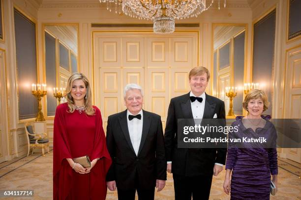 Queen Maxima of the Netherlands, German President Joachim Gauck, King Willem-Alexander of the Netherlands and German President's partner Daniela...