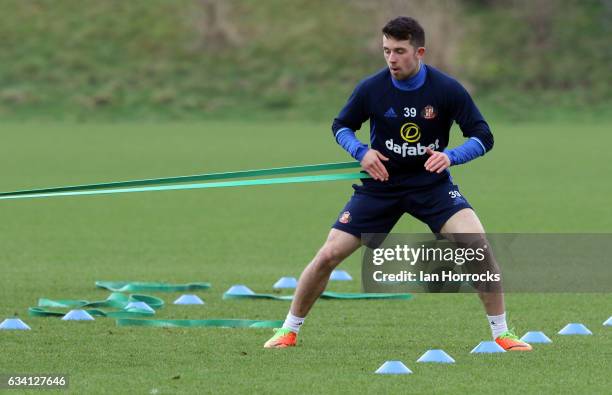 George Honeyman trains using a bungee cord during a training session at The Academy of Light on February 7, 2017 in Sunderland, England.