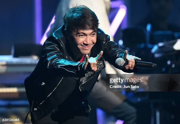 Musician Arnel Pineda of Journey performs Live at Nippon Budokan on February 7, 2017 in Tokyo, Japan.