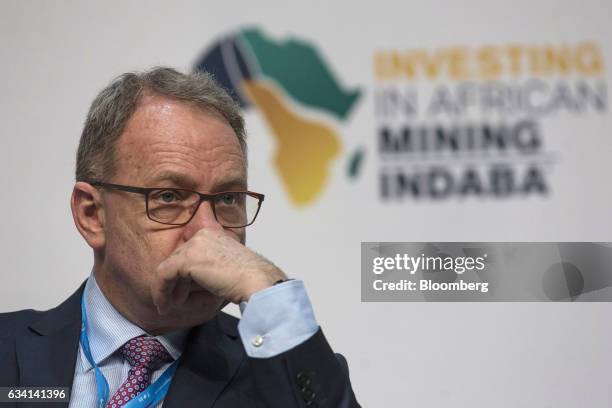 Mark Cutifani, chief executive officer of Anglo American Plc, looks on during a panel discussion on the second day of the Investing in African Mining...