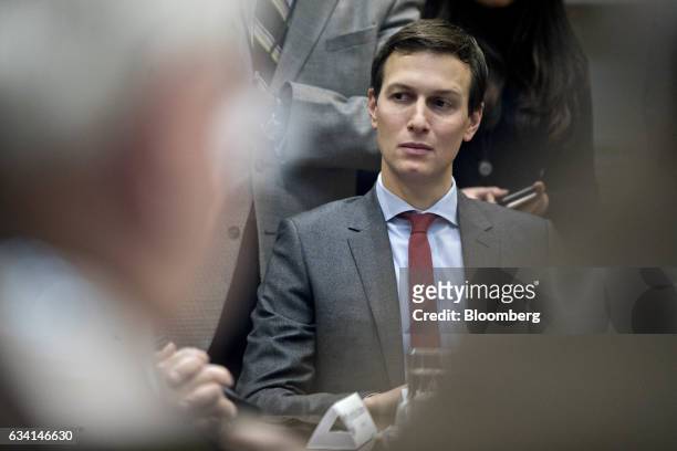 Jared Kushner, senior White House adviser, listens during a county sheriff listening session with U.S. President Donald Trump, not pictured, in the...