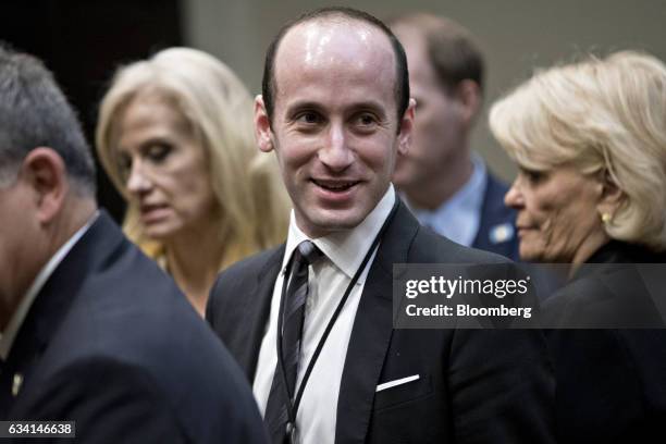 Stephen Miller, White House senior advisor for policy, arrives to a county sheriff listening session with U.S. President Donald Trump, not pictured,...