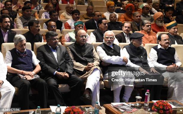 Prime Minister of India Narendra Modi, Union Finance Minister and Minister of Corporate Affairs Arun Jaitley, Union Minister of Defence Manohar...