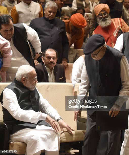 Prime Minister of India Narendra Modi offering seat to Sr. BJP leader and Lok Sabha MP Lal Krishna Advani during the BJP Parliamentary Board Meeting...