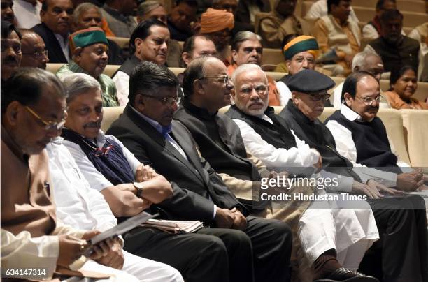 Prime Minister of India Narendra Modi, Union Finance Minister and Minister of Corporate Affairs Arun Jaitley, Union Minister of Defence Manohar...