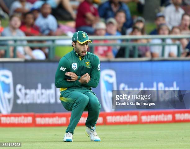 Farhaan Behardien of the Proteas during the 4th ODI between South Africa and Sri Lanka at PPC Newlands on February 07, 2017 in Cape Town, South...