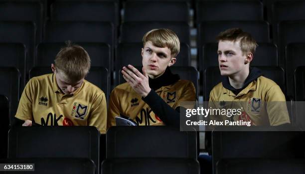 Dons supporters await kick off prior to the Sky Bet League One match between Milton Keynes Dons and Oldham Athletic at StadiumMK on February 7, 2017...