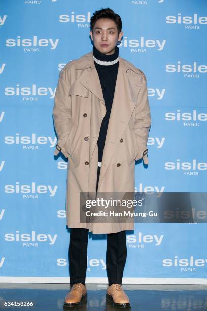 Joon of South Korean boy band MBLAQ attends the photocall for Sisley "Phyto-Blanc Brighttening Daily Defense Fluid" launch on February 7, 2017 in...