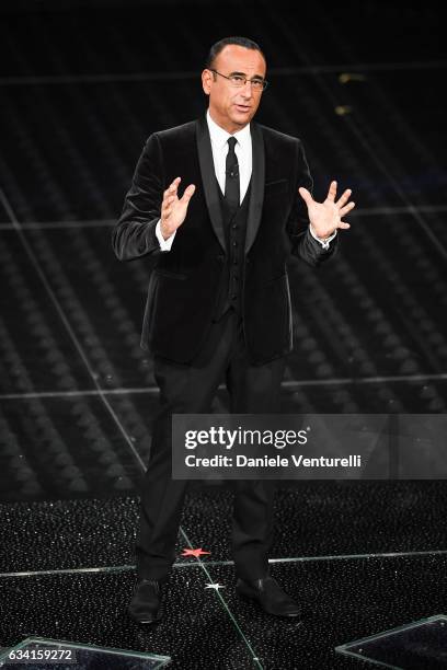 Carlo Conti attends the opening night of the 67th Sanremo Festival 2017 at Teatro Ariston on February 7, 2017 in Sanremo, Italy.