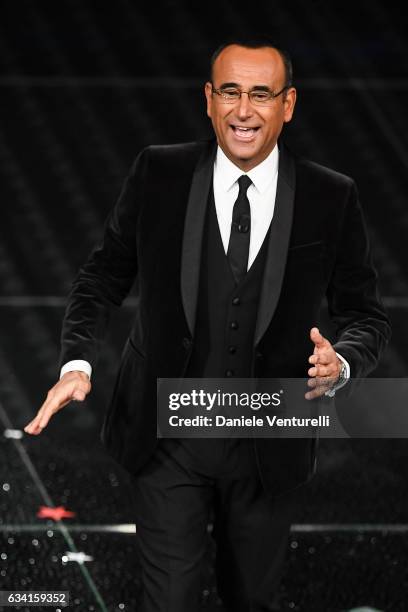 Carlo Conti attends the opening night of the 67th Sanremo Festival 2017 at Teatro Ariston on February 7, 2017 in Sanremo, Italy.