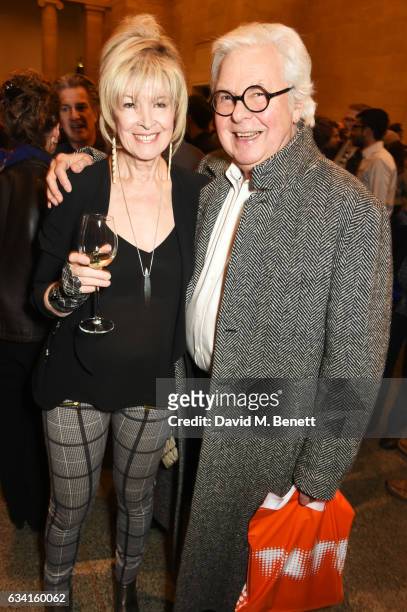 Julia Somerville and Jeremy Dixon attend a private view of the David Hockney retrospective at the Tate Britain on February 7, 2017 in London, England.