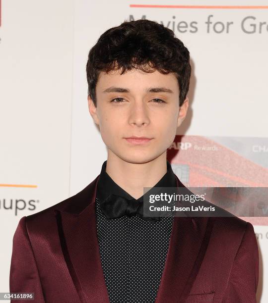 Actor Lucas Jade Zumann attends AARP's 16th annual Movies For Grownups Awards at the Beverly Wilshire Four Seasons Hotel on February 6, 2017 in...