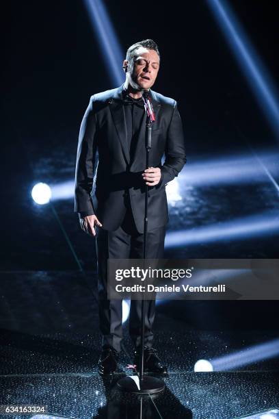 Tiziano Ferro attends the opening night of the 67th Sanremo Festival 2017 at Teatro Ariston on February 7, 2017 in Sanremo, Italy.