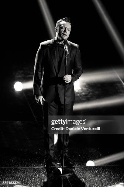 Tiziano Ferro attends the opening night of the 67th Sanremo Festival 2017 at Teatro Ariston on February 7, 2017 in Sanremo, Italy.