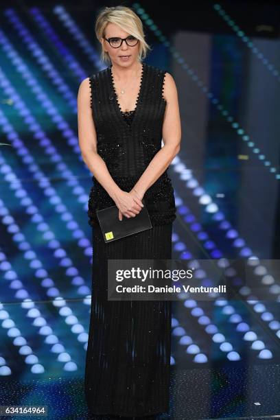 Maria De Filippi attends the opening night of the 67th Sanremo Festival 2017 at Teatro Ariston on February 7, 2017 in Sanremo, Italy.