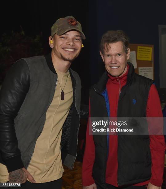 Singer/Songwriter Kane Brown with Singer/Songwriter Randy Travis attend rehearsais for 1 Night. 1 Place. 1 Time: A Heroes & Friends Tribute to Randy...