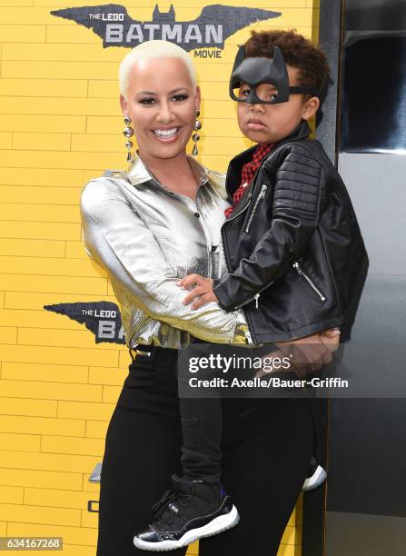 Model Amber Rose and son Sebastian Taylor Thomaz arrive at the premiere of Warner Bros. Pictures' 'The LEGO Batman Movie' at Regency Village Theatre...