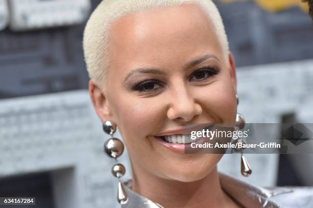 Model Amber Rose arrives at the premiere of Warner Bros. Pictures' 'The LEGO Batman Movie' at Regency Village Theatre on February 4, 2017 in...