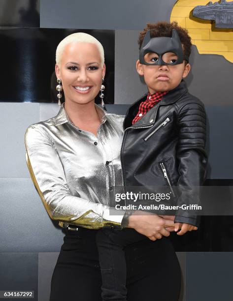 Model Amber Rose and son Sebastian Taylor Thomaz arrive at the premiere of Warner Bros. Pictures' 'The LEGO Batman Movie' at Regency Village Theatre...
