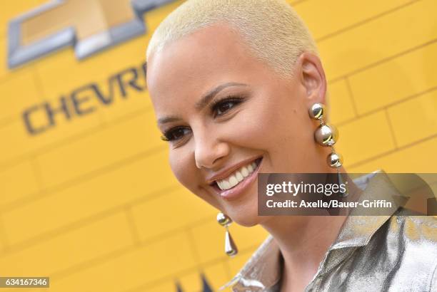 Model Amber Rose arrives at the premiere of Warner Bros. Pictures' 'The LEGO Batman Movie' at Regency Village Theatre on February 4, 2017 in...