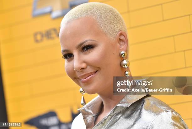 Model Amber Rose arrives at the premiere of Warner Bros. Pictures' 'The LEGO Batman Movie' at Regency Village Theatre on February 4, 2017 in...