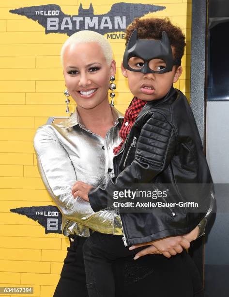 Model Amber Rose and son Sebastian Taylor Thomaz arrive at the premiere of Warner Bros. Pictures' 'The LEGO Batman Movie' at Regency Village Theatre...