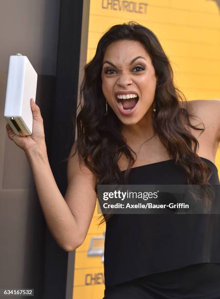 Actress Rosario Dawson arrives at the premiere of Warner Bros. Pictures' 'The LEGO Batman Movie' at Regency Village Theatre on February 4, 2017 in...