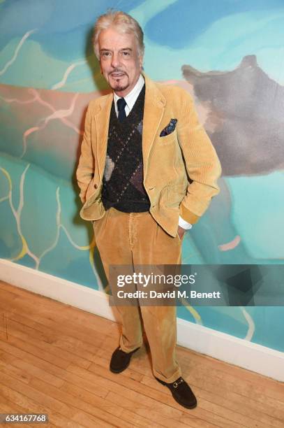 Nicky Haslam attends a private view of the David Hockney retrospective at the Tate Britain on February 7, 2017 in London, England.