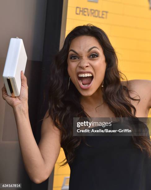 Actress Rosario Dawson arrives at the premiere of Warner Bros. Pictures' 'The LEGO Batman Movie' at Regency Village Theatre on February 4, 2017 in...