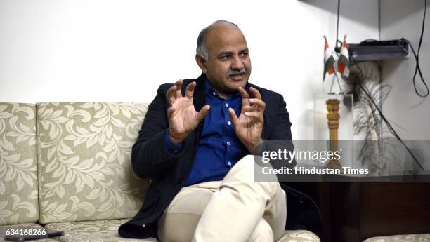 Deputy Chief Minister of Delhi Manish Sisodia during an interview with HT at his residence on February 7, 2017 in New Delhi, India.