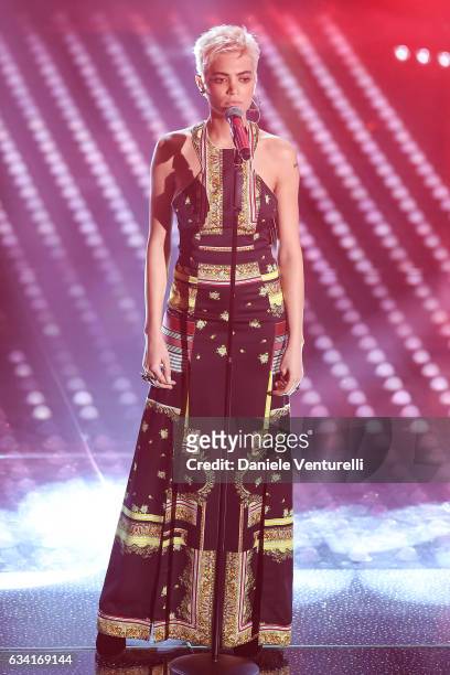 Elodie attends the opening night of the 67th Sanremo Festival 2017 at Teatro Ariston on February 7, 2017 in Sanremo, Italy.