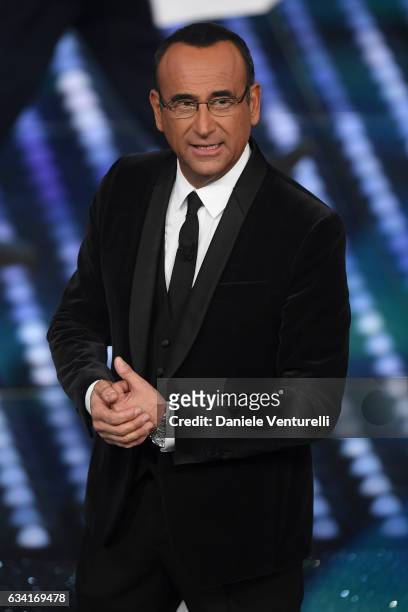 Carlo Conti attends the opening night of the 67th Sanremo Festival 2017 at Teatro Ariston on February 7, 2017 in Sanremo, Italy.