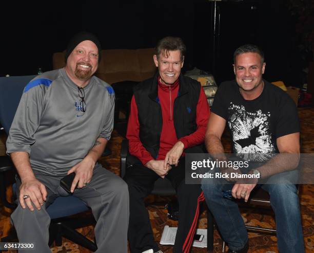 Singers/Songwriters Eddie Montgomery and Troy Gentry with Randy Travis attend rehearsais for 1 Night. 1 Place. 1 Time: A Heroes & Friends Tribute to...