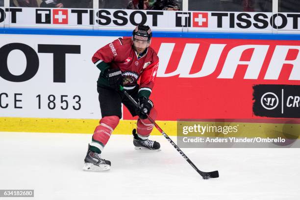 Joel Lundqvist of the Frolunda Gothenburg controls the puck during the Champions Hockey League Final between Frolunda Gothenburg and Sparta Prague at...