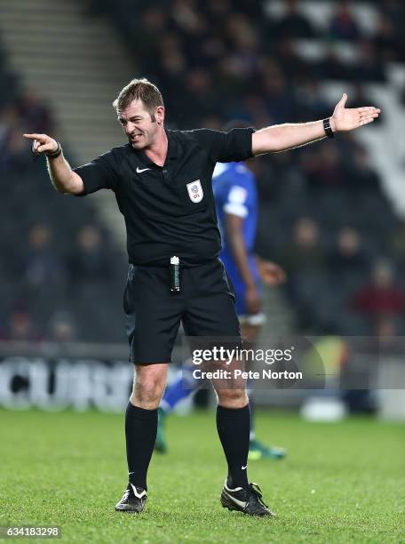 Referee Darren Handley in action during the Sky Bet League One match between Milton Keynes Dons and Oldham Athletic at StadiumMK on February 7, 2017...