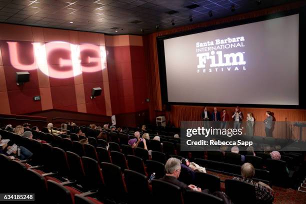 Actor Rowan Davie, composer Nicholas Pollock, actor Lloyd Allison-Young, director Gregory Erdstein and actor Alice Foulcher speak onstage at a...