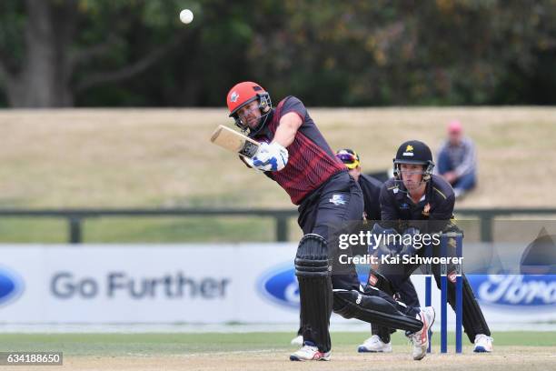 Peter Fulton of Canterbury batting during the Ford Trophy match between Canterbury and Wellington on February 8, 2017 in Christchurch, New Zealand.