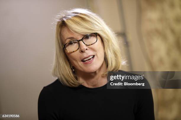 Susan Lyne, vice chairman of Gilt Groupe Inc., speaks during a Bloomberg Television interview at the 2017 MAKERS Conference in Rancho Palos Verdes,...