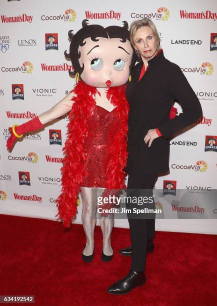 Actress Jane Lynch and Betty Boop attend the 14th annual Woman's Day Red Dress Awards at Jazz at Lincoln Center on February 7, 2017 in New York City.