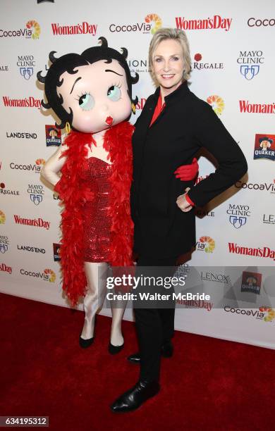 Betty Boop and Jane Lynch attend the 14th Annual Red Dress Awards presented by Woman's Day Magazine at Jazz at Lincoln Center Appel Room on February...