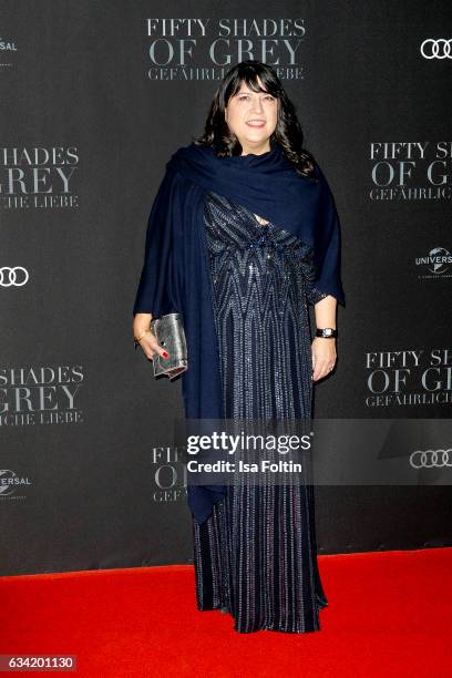 Author and producer E. L. James attends the European premiere of 'Fifty Shades Darker' at Cinemaxx on February 7, 2017 in Hamburg, Germany.