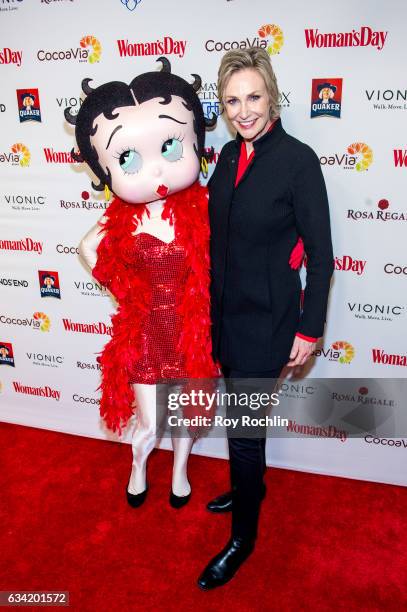 Actress Jane Lynch and Betty Boop attend the 14th annual Woman's Day Red Dress Awards at Jazz at Lincoln Center on February 7, 2017 in New York City.