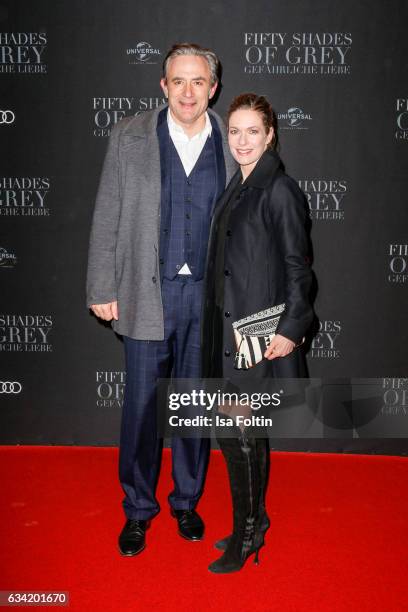 German actress Lisa Martinek and her husband german actor Giulio Ricciarelli attend the European premiere of 'Fifty Shades Darker' at Cinemaxx on...