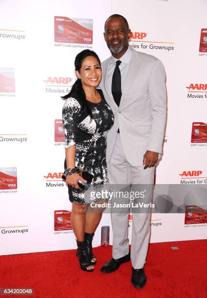 Singer Brian McKnight and Leilani Mendoza attend AARP's 16th annual Movies For Grownups Awards at the Beverly Wilshire Four Seasons Hotel on February...