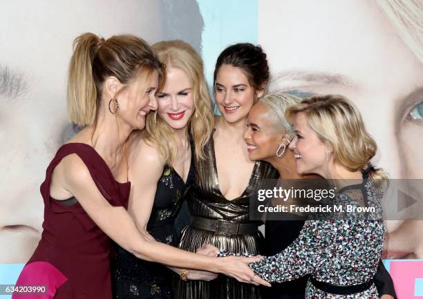 Actors Laura Dern, Nicole Kidman, Shailene Woodley, Zoe Kravitz, and Reese Witherspoon attend the premiere of HBO's "Big Little Lies" at TCL Chinese...