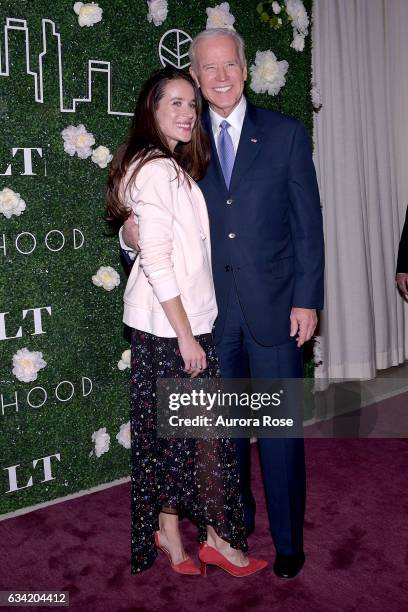 Ashley Biden and Joe Biden attend Gilt x Livelihood Launch Event at 6 St. John's Lane on February 7, 2017 in New York City.