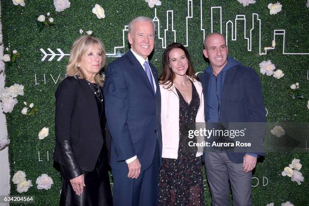 Jill Biden, Joe Biden, Ashley Biden and Jonathan Greller attend Gilt x Livelihood Launch Event at 6 St. John's Lane on February 7, 2017 in New York...