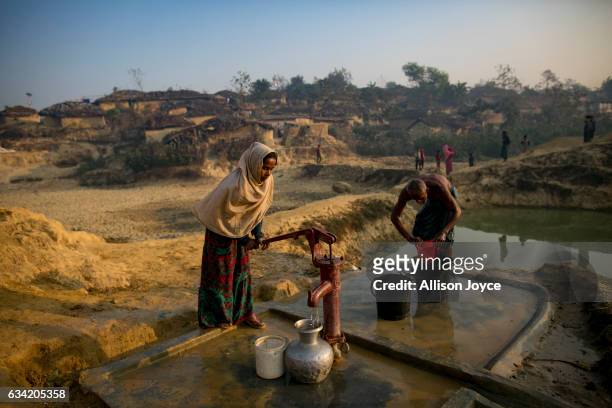Refugees are seen in Kutapalong Rohingya refugee camp on February 8, 2017 in Cox's Bazar, Bangladesh. The United Nations estimates about 69,000...